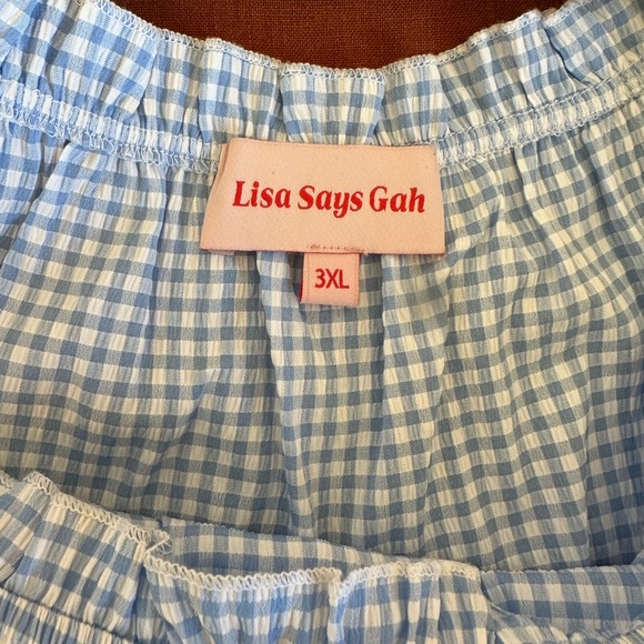 Lisa Says Gah Light Blue Gingham Blouse - Picture 6 of 6